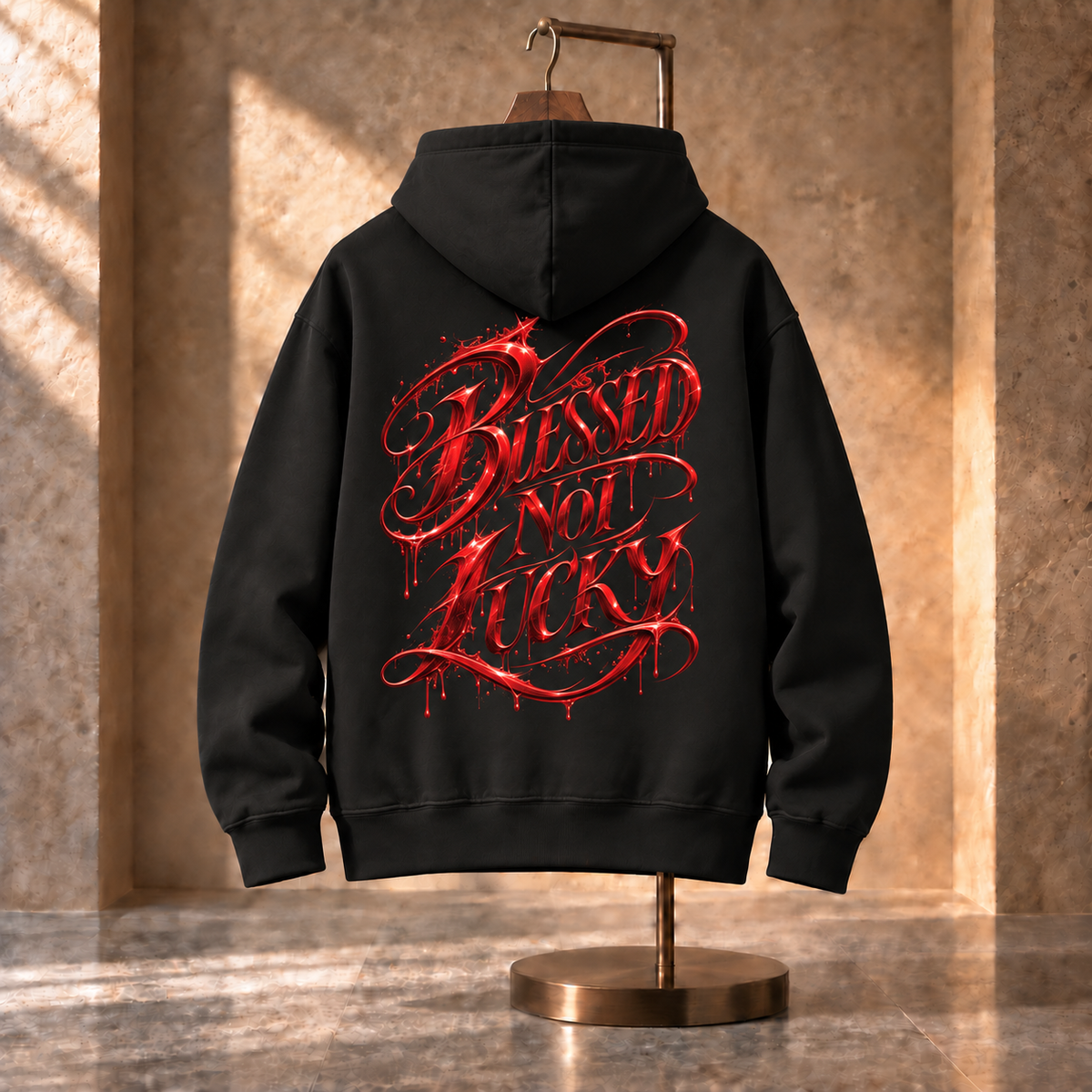 THE BLESSED NOT LUCKY NOIR HOODIE