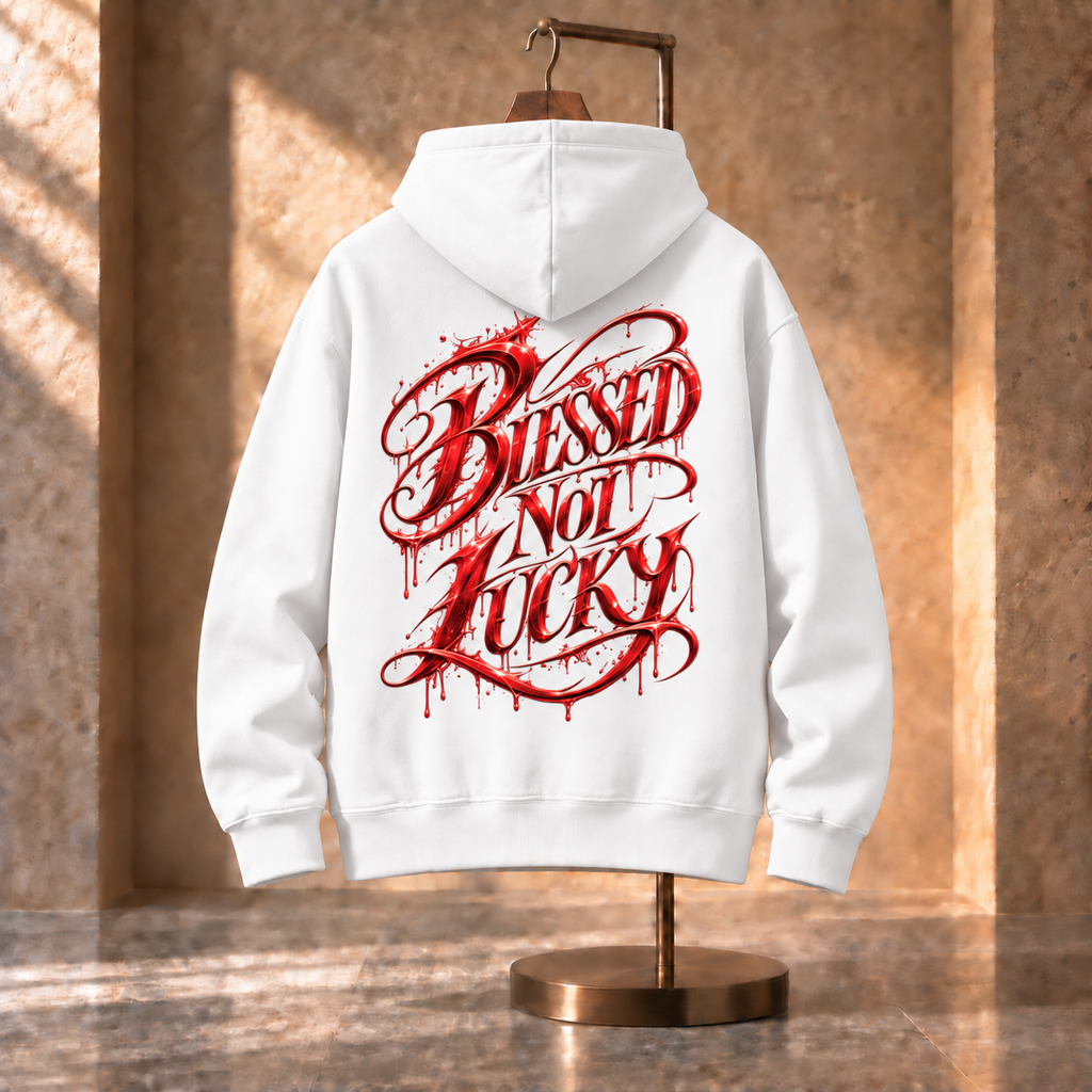 THE BLESSED NOT LUCKY PORCELAIN HOODIE