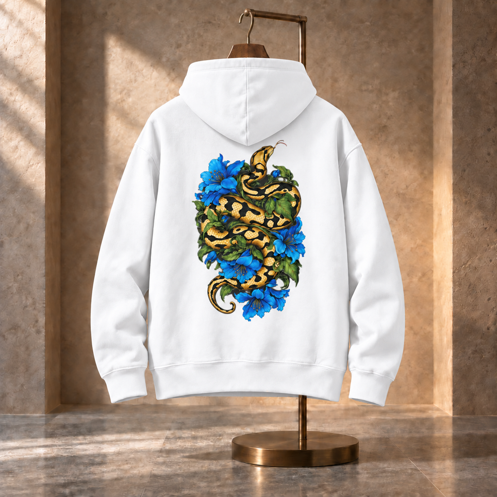 THE SERPENT BLOOM ARCTIC WHITE HOODIE