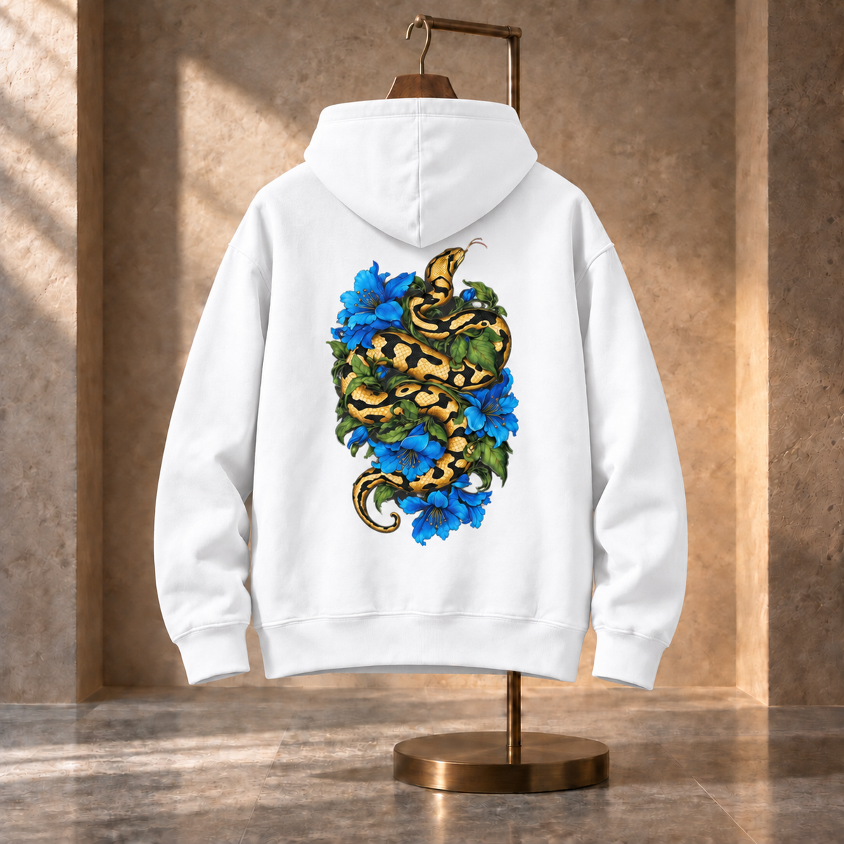 THE SERPENT BLOOM ARCTIC WHITE HOODIE